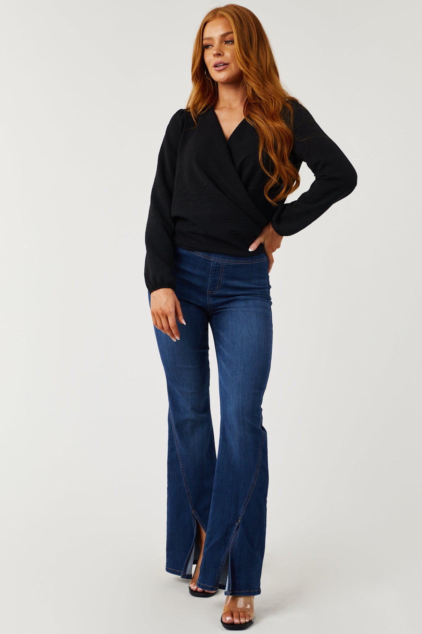 Cello Bailey Dark Wash Slit Detail Jeggings