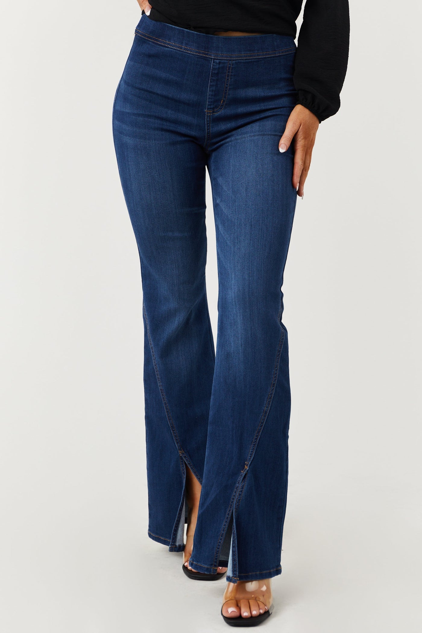 Cello Bailey Dark Wash Slit Detail Jeggings