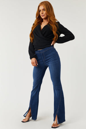 Cello Bailey Dark Wash Slit Detail Jeggings