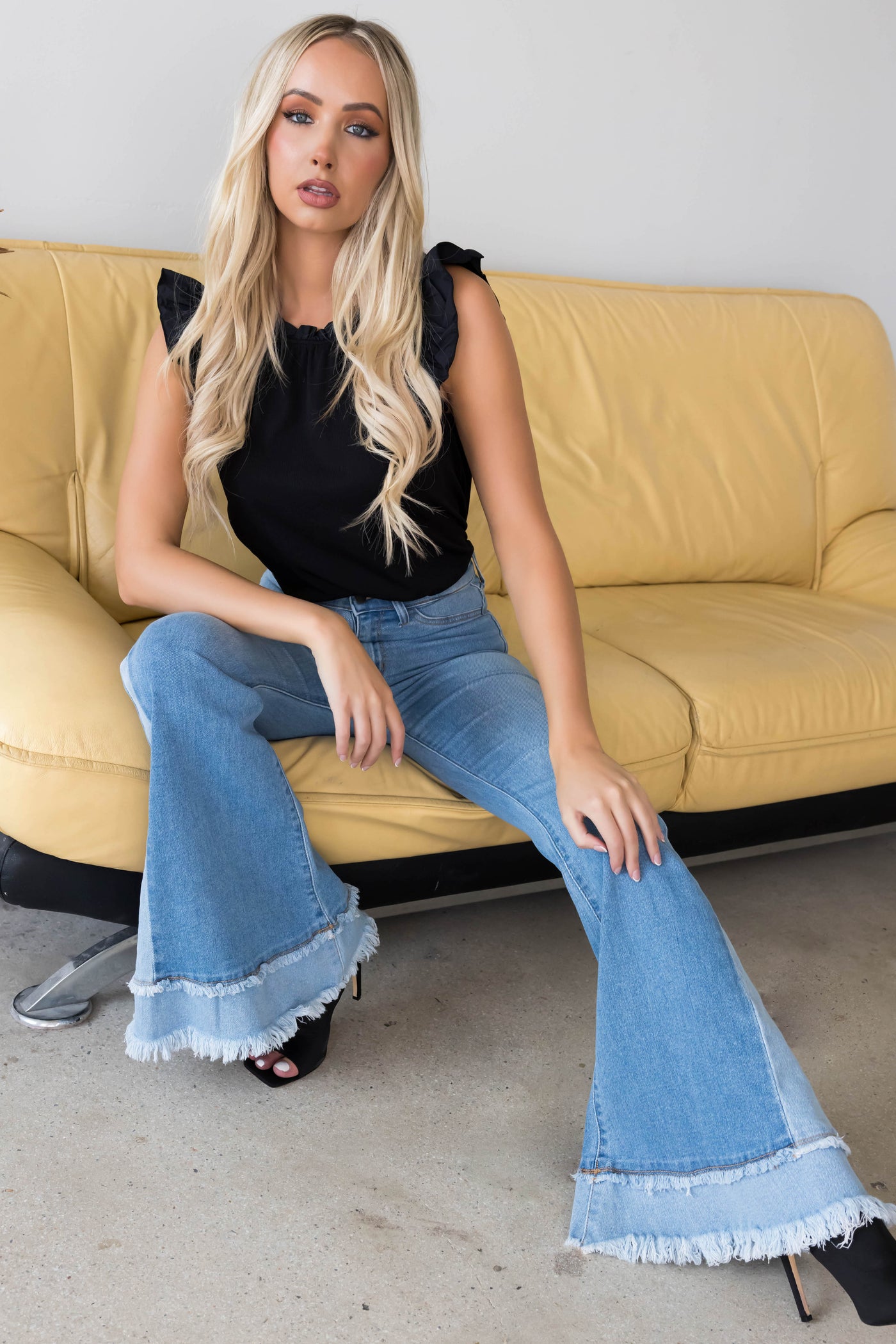 Cello Light Wash High Rise Flare Leg Jeans