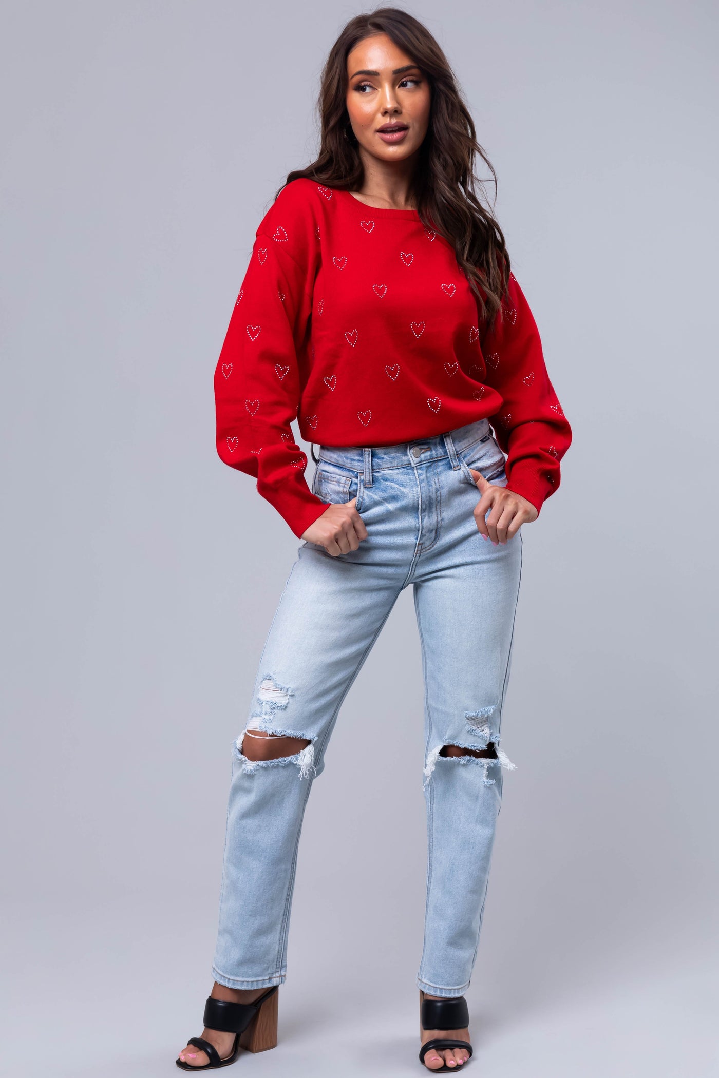 Cello Light Wash Torn Knee Straight Jeans