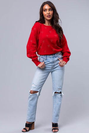 Cello Light Wash Torn Knee Straight Jeans