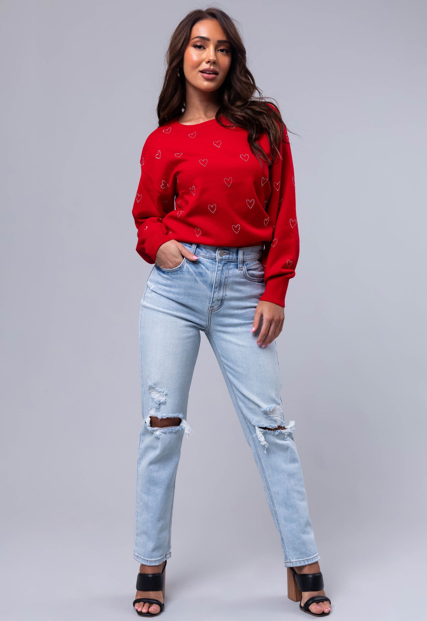 Cello Light Wash Torn Knee Straight Jeans