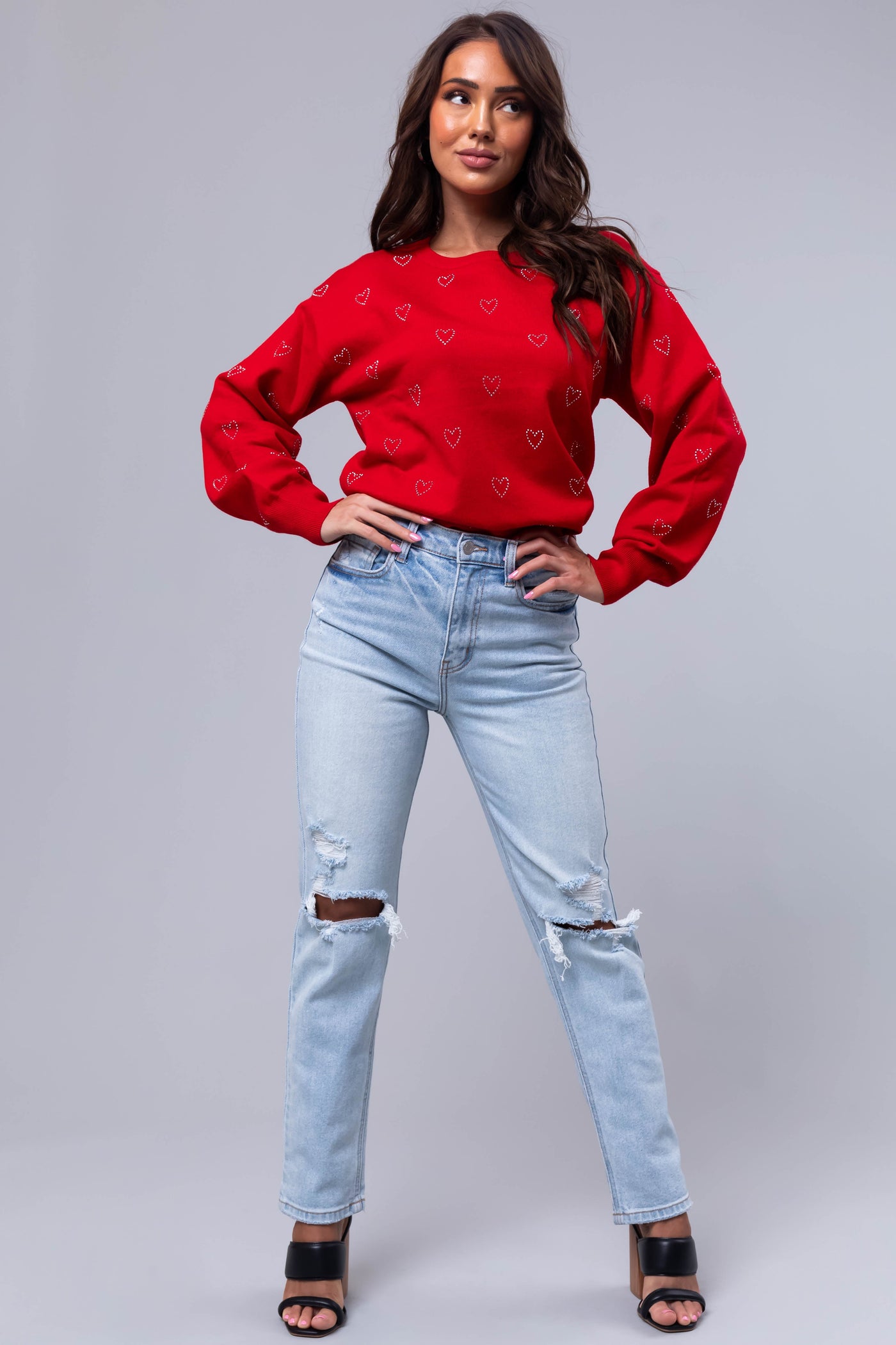 Cello Light Wash Torn Knee Straight Jeans