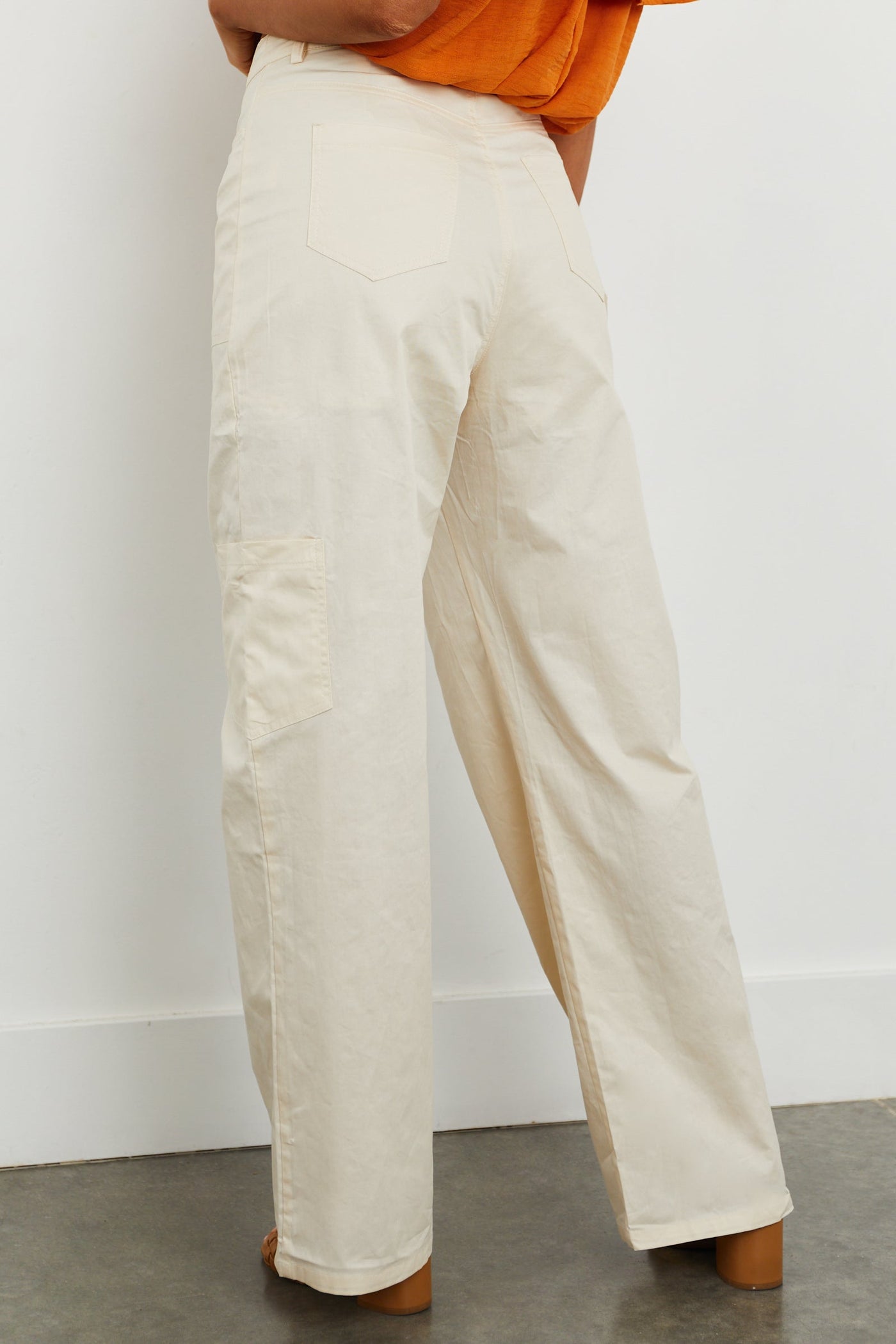 Champagne High Rise Wide Leg Cargo Pants