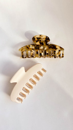Champagne and Tortoise Shell Two Pack Claw Clips