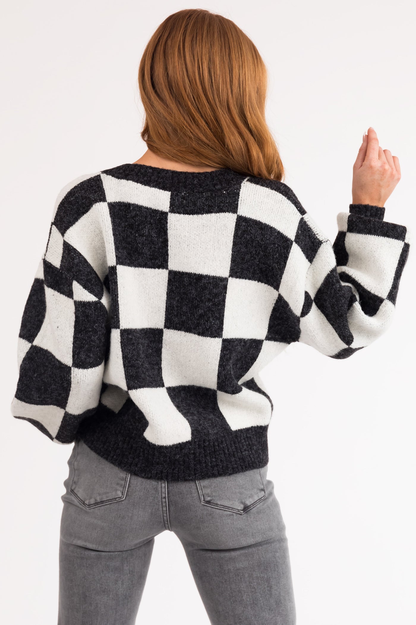 Charcoal and Cloud Grey Checkered Cardigan
