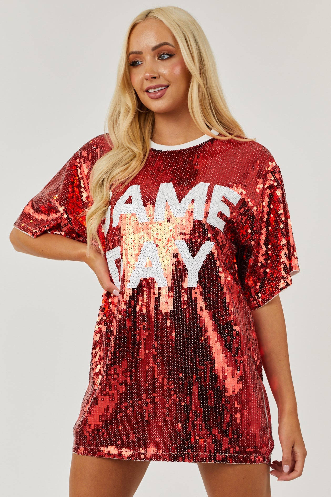Cherry Sequin 'Game Day' Short Sleeve Top