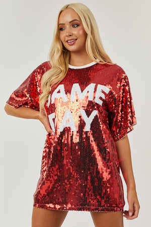 Cherry Sequin 'Game Day' Short Sleeve Top