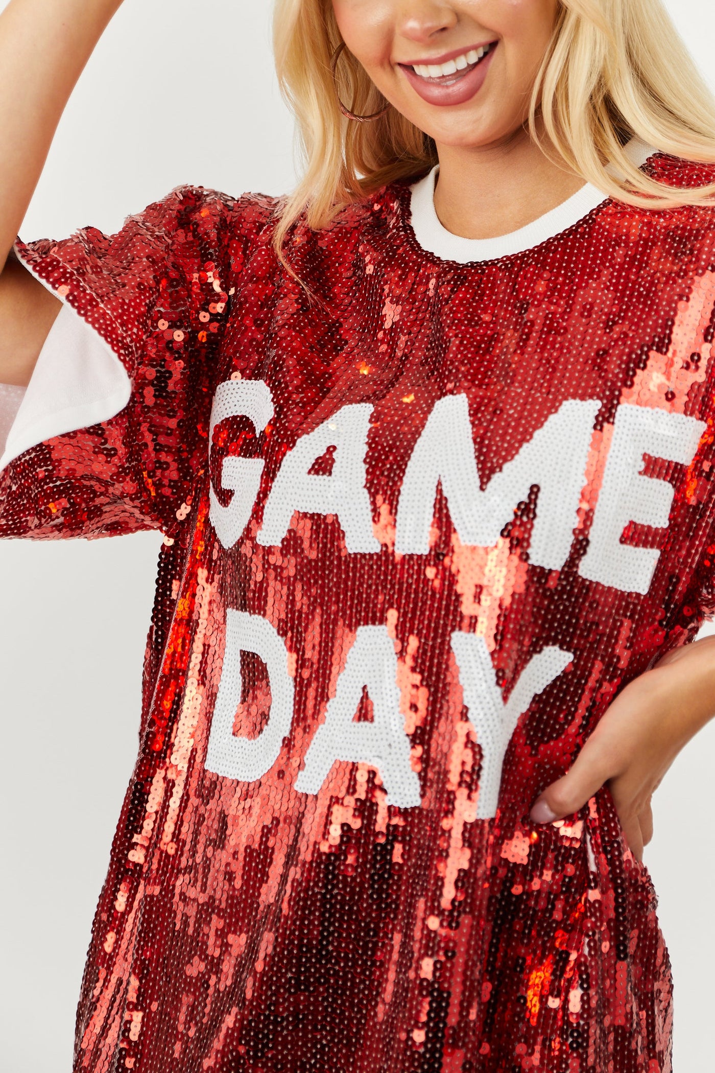 Cherry Sequin 'Game Day' Short Sleeve Top
