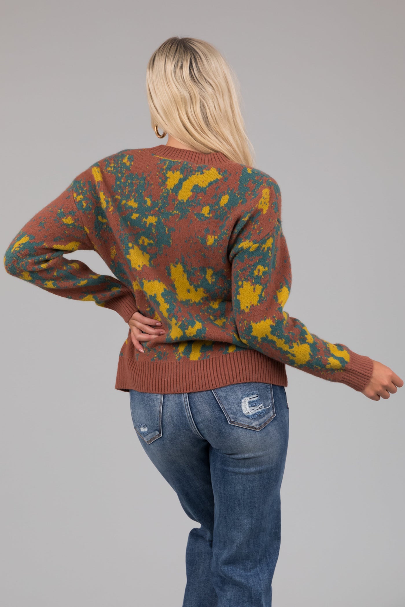 Chestnut Abstract Print Long Sleeve Sweater