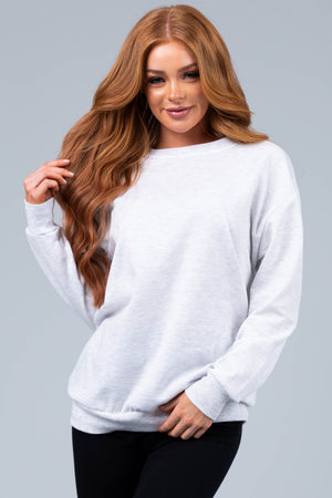 Cloud Grey Fleece Lined Longline Solid Sweatshirt