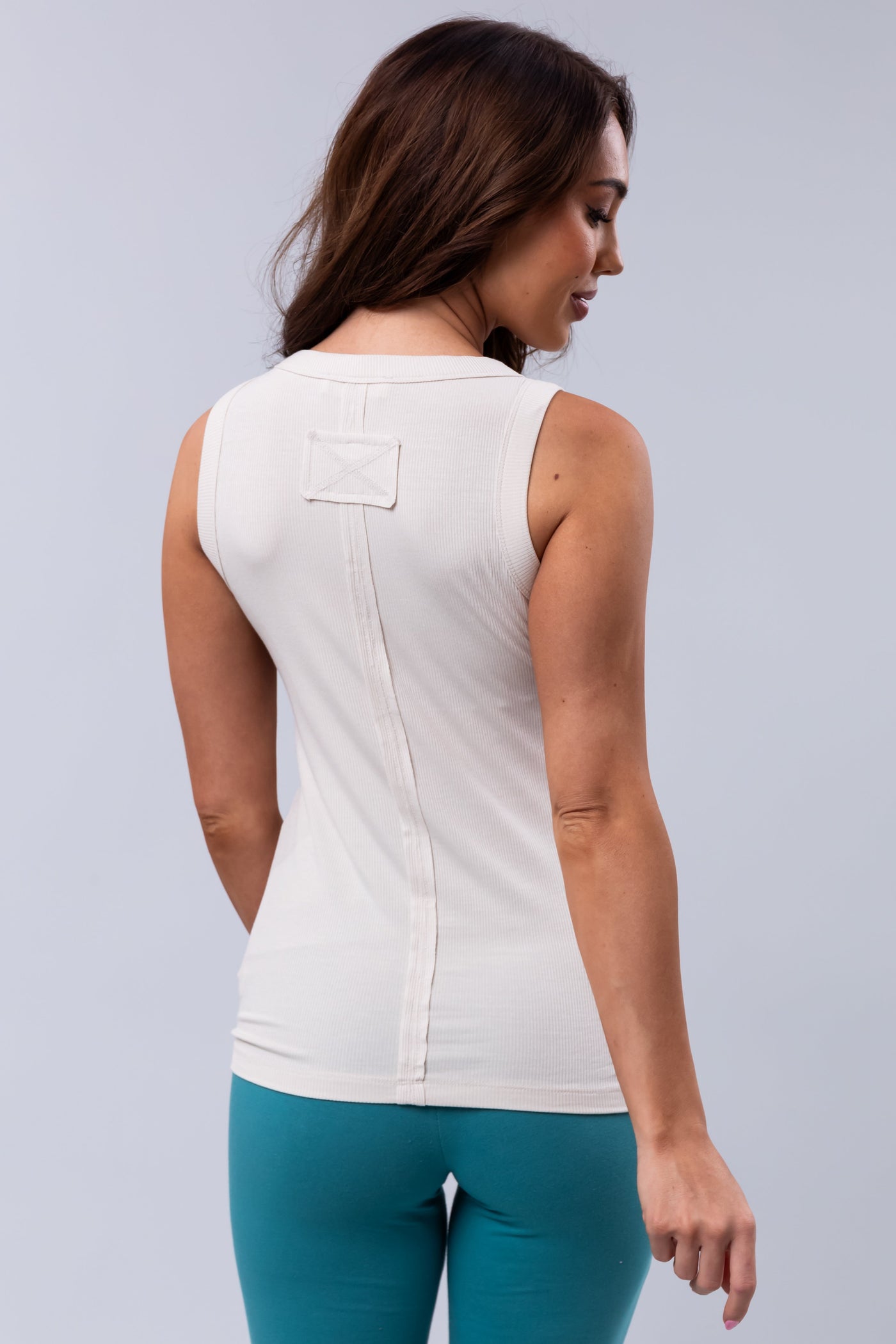 Coconut Soft Stretchy Ribbed Knit Tank Top