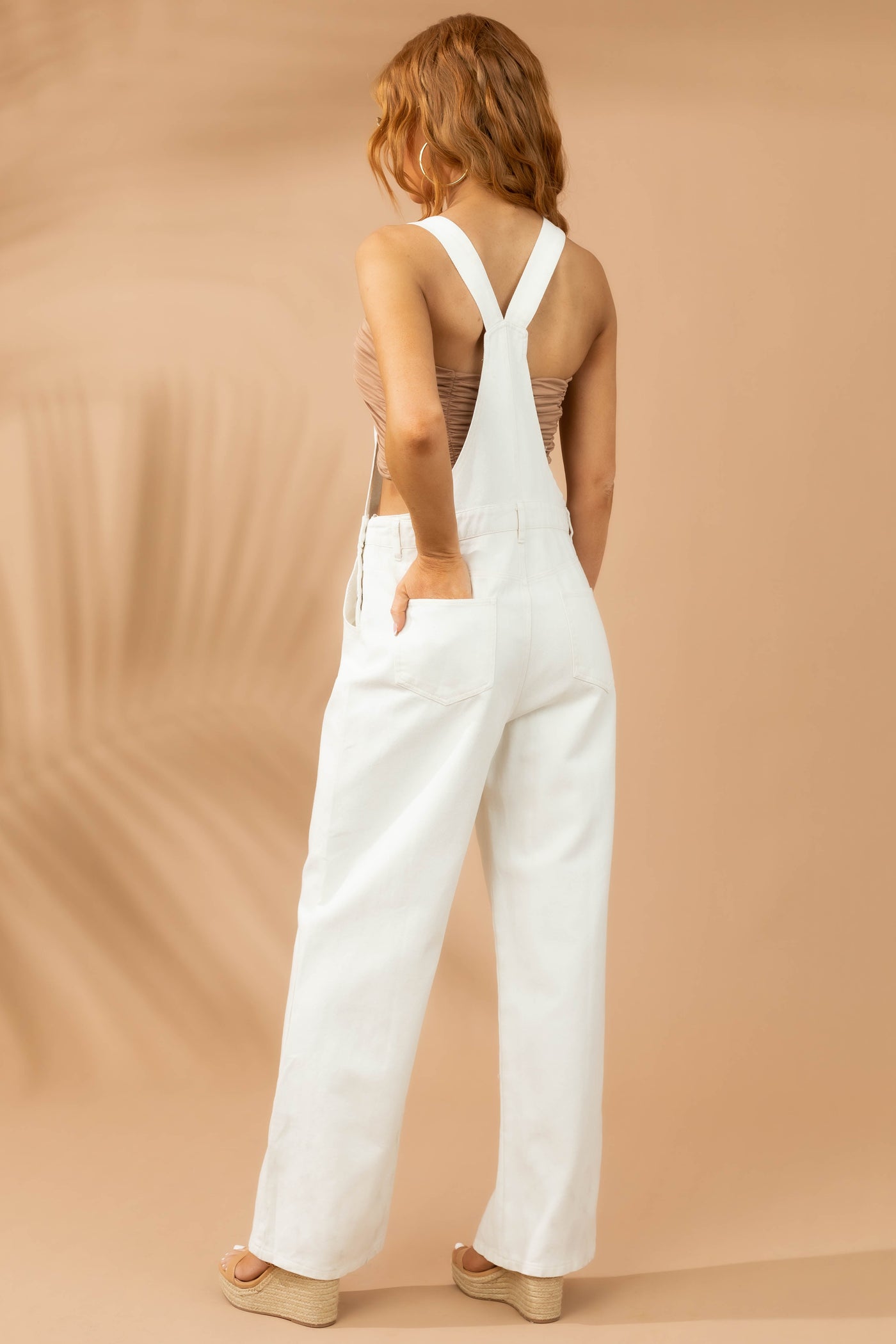Coconut Wide Leg Denim Overalls