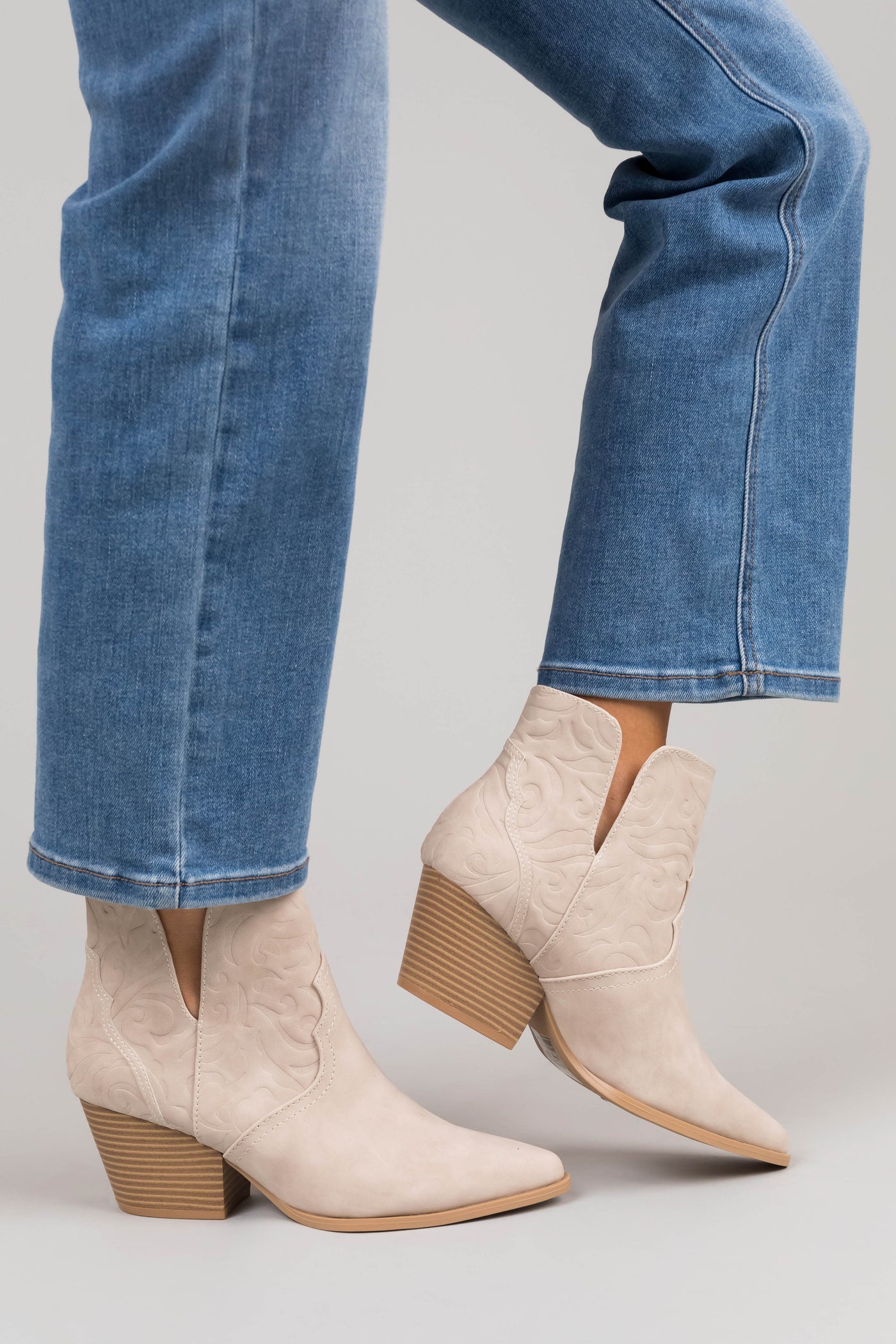 Coconut Pointed Toe Side Slit Western Booties