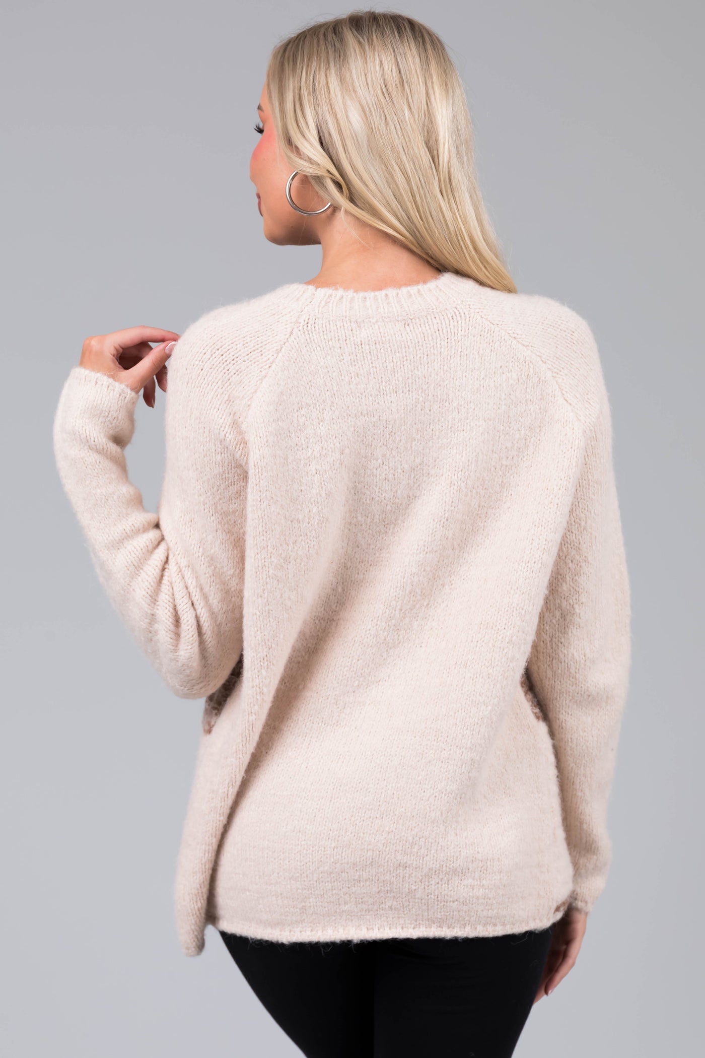 Coffee Large Checker Print Knit Sweater