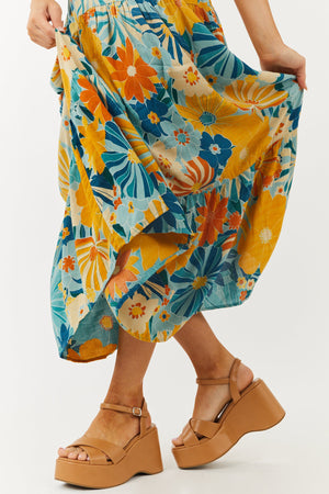 Cognac Cross Strap High Platform Wedges