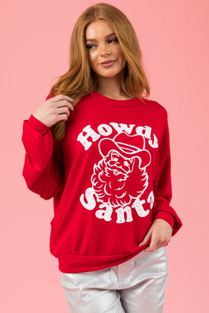 Cranberry 'Howdy Santa' Lightweight Sweatshirt