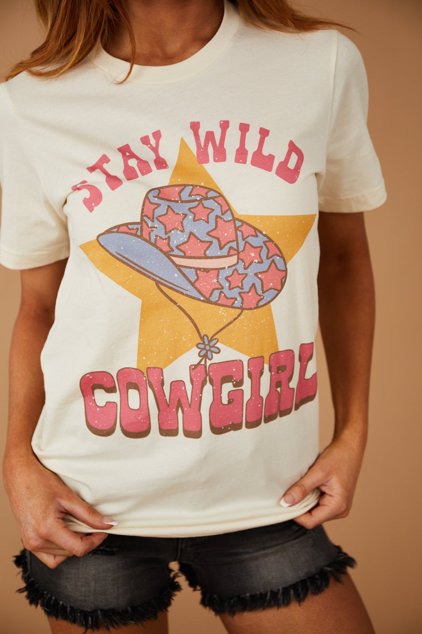 Cream 'Stay Wild Cowgirl' Western Graphic Tee