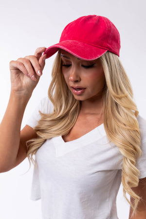 Crimson Washed Solid Baseball Cap