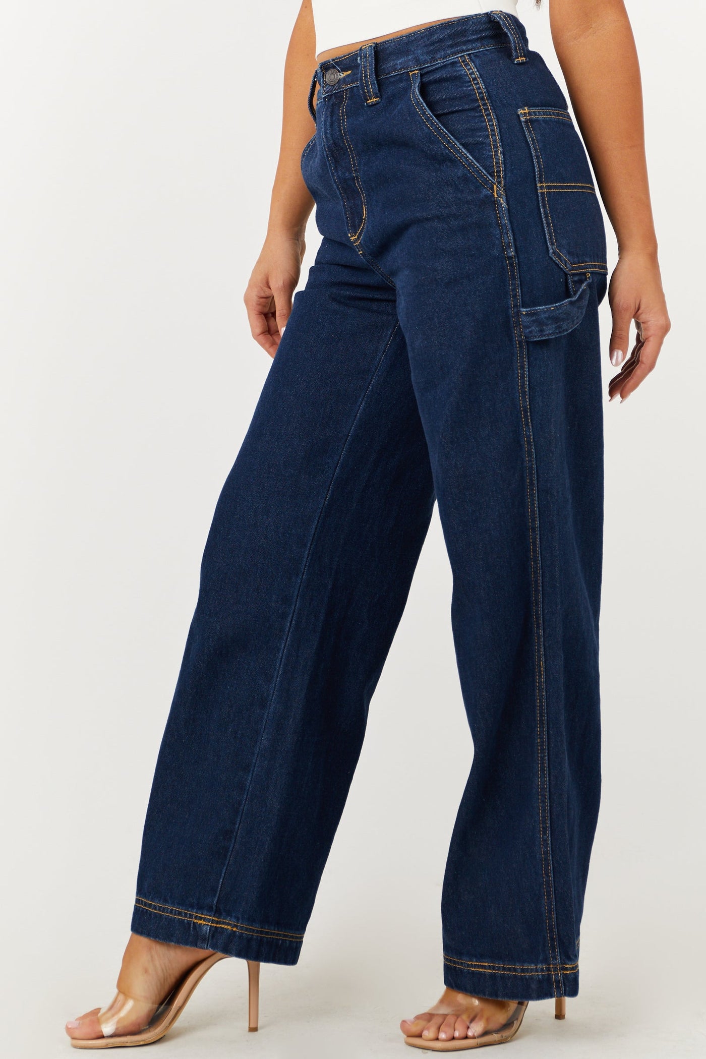 Dark Wash High Rise Wide Leg Carpenter Jeans