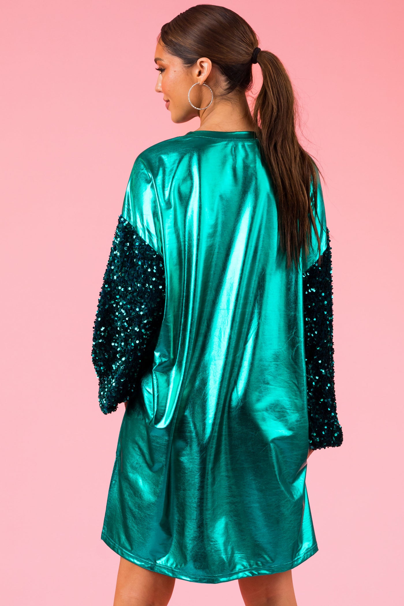 Deep Turquoise 'Merry Merry Merry' Sequin Mini Dress