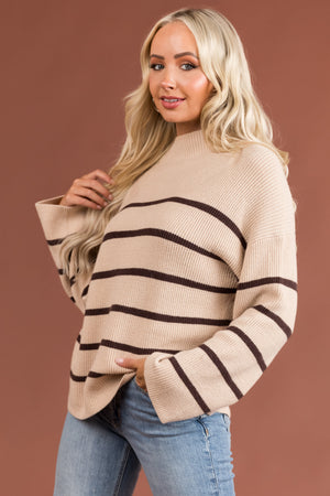 Desert Sand and Cocoa Stripped Knit Sweater