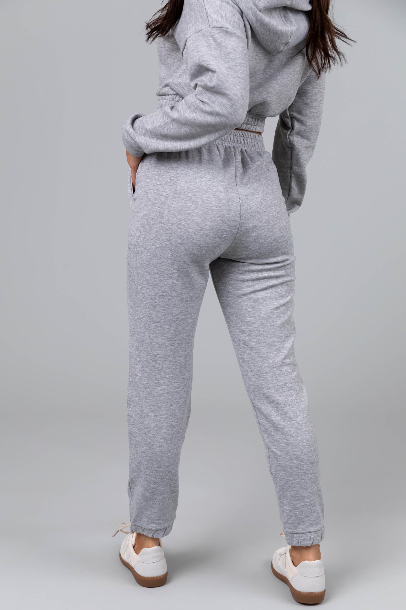 Dove Grey Cropped Hoodie and Joggers Set
