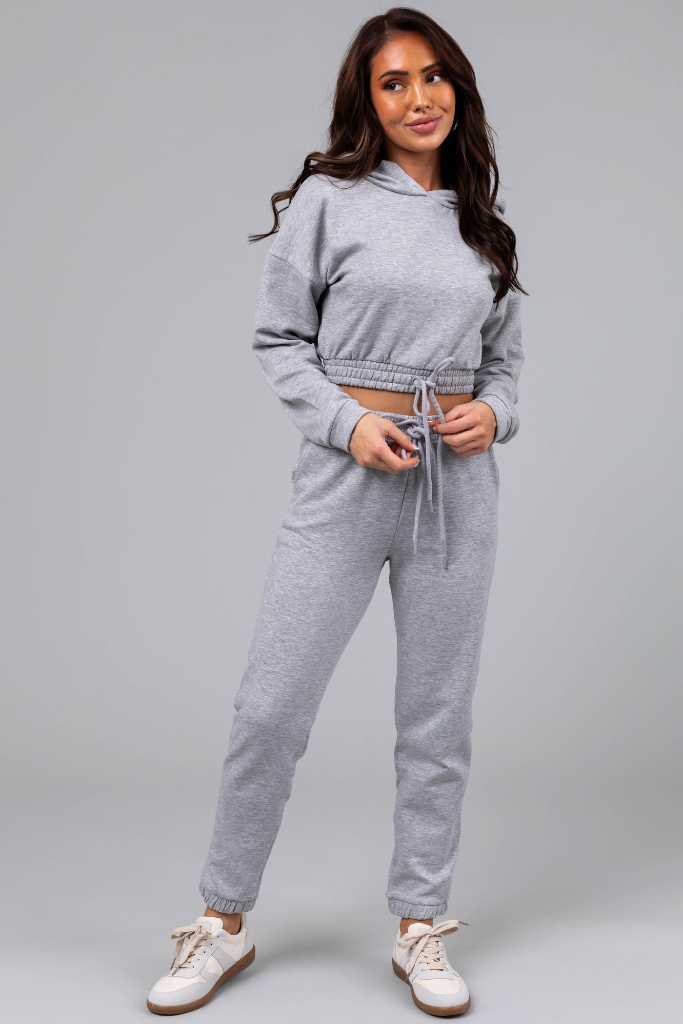 Dove Grey Cropped Hoodie and Joggers Set