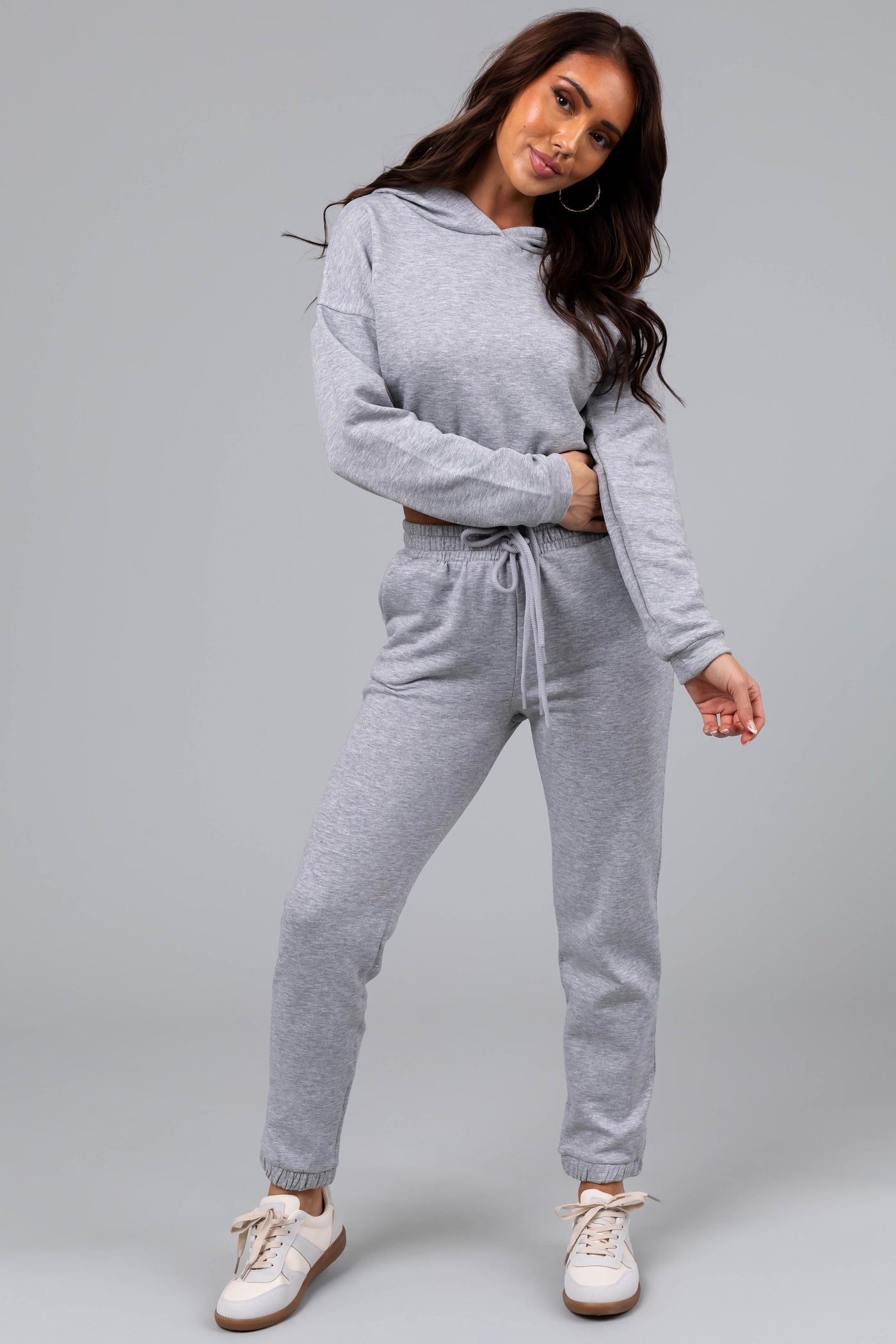 Dove Grey Cropped Hoodie and Joggers Set