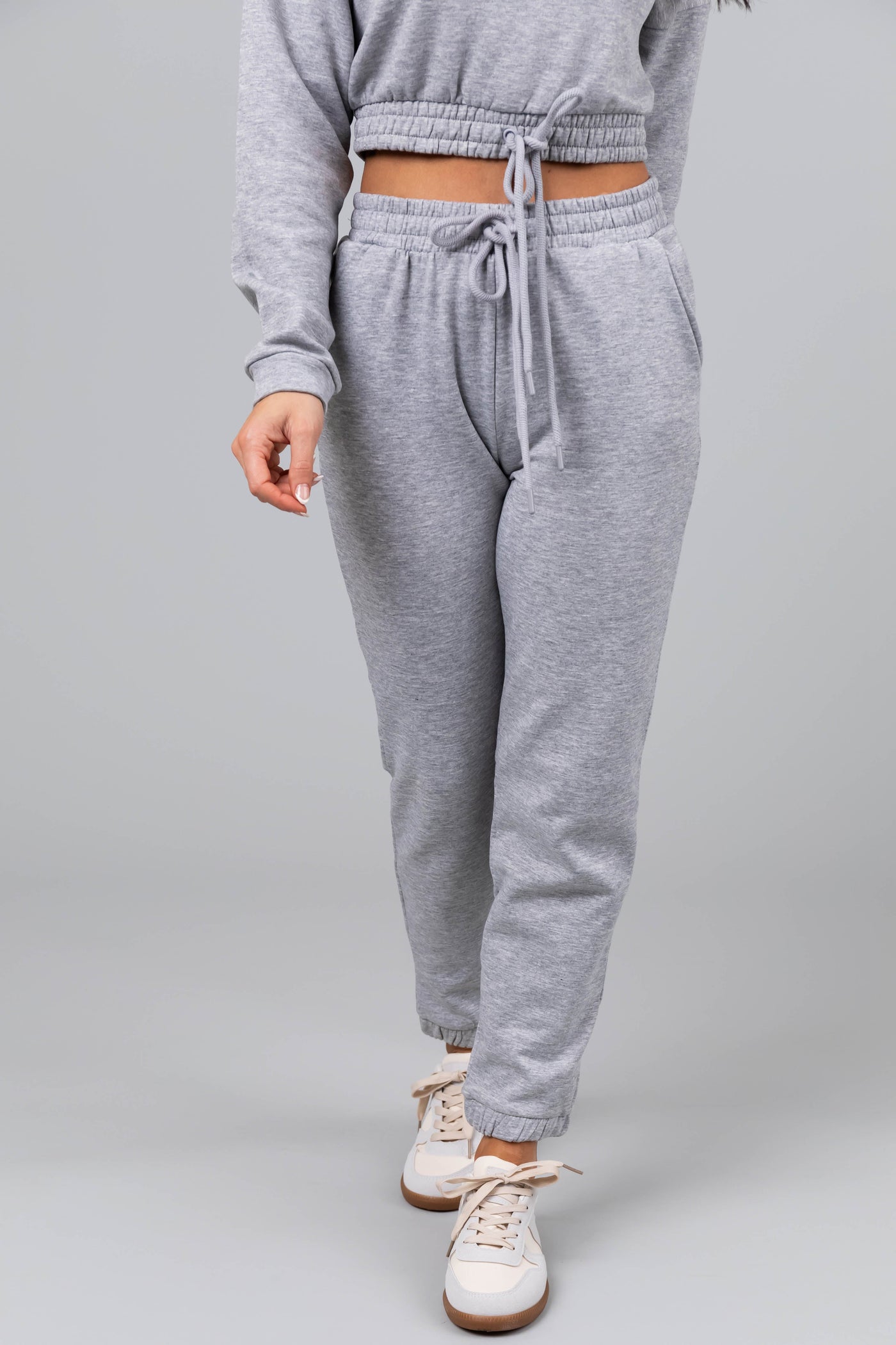 Dove Grey Cropped Hoodie and Joggers Set
