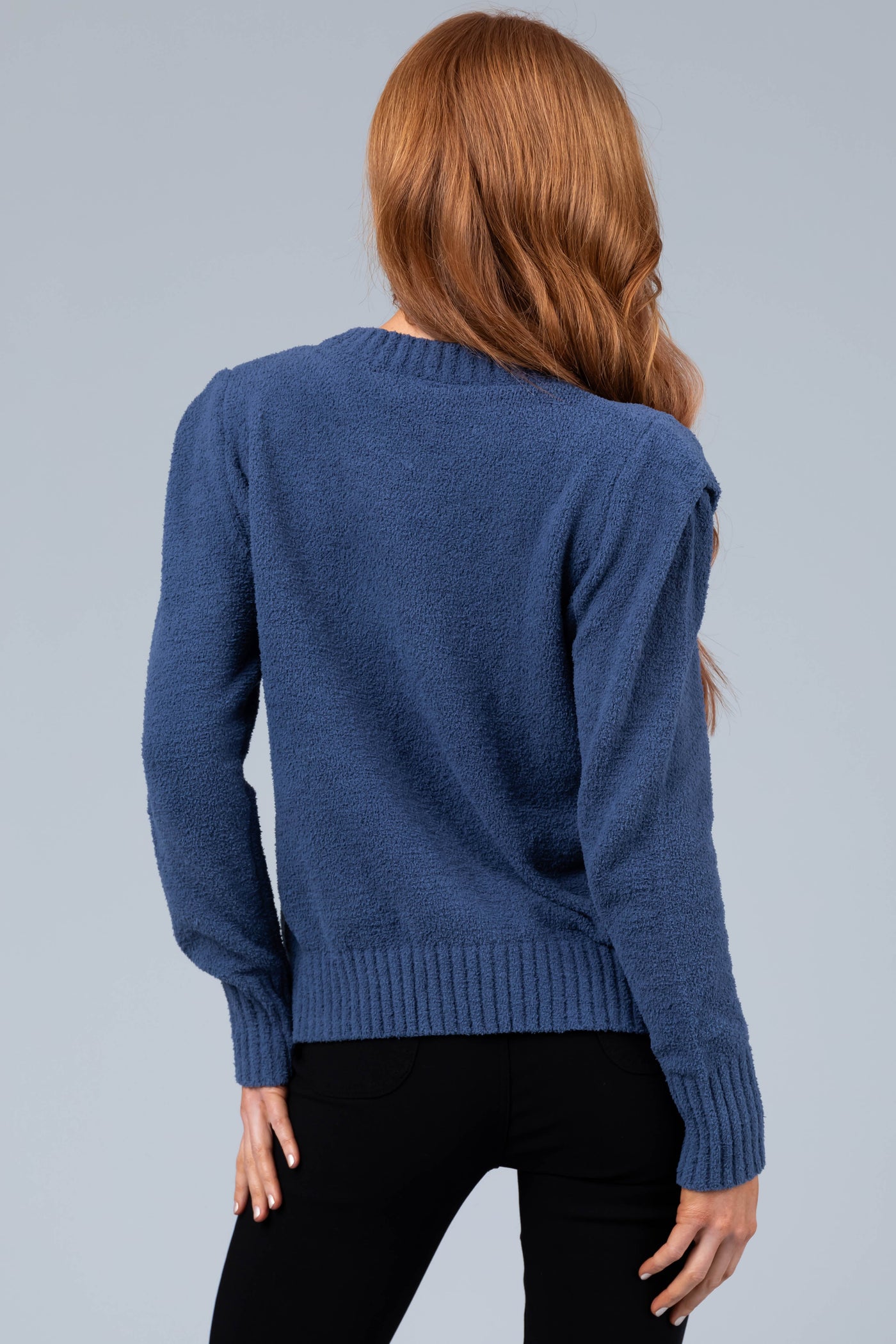 Dusty Blue Super Soft Defined Shoulder Sweater