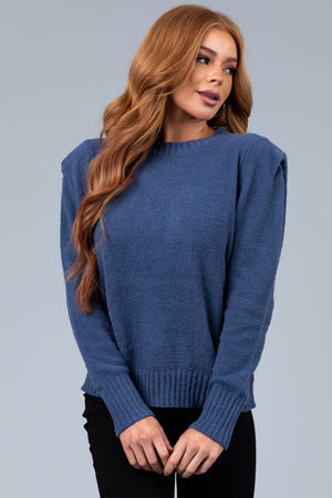 Dusty Blue Super Soft Defined Shoulder Sweater