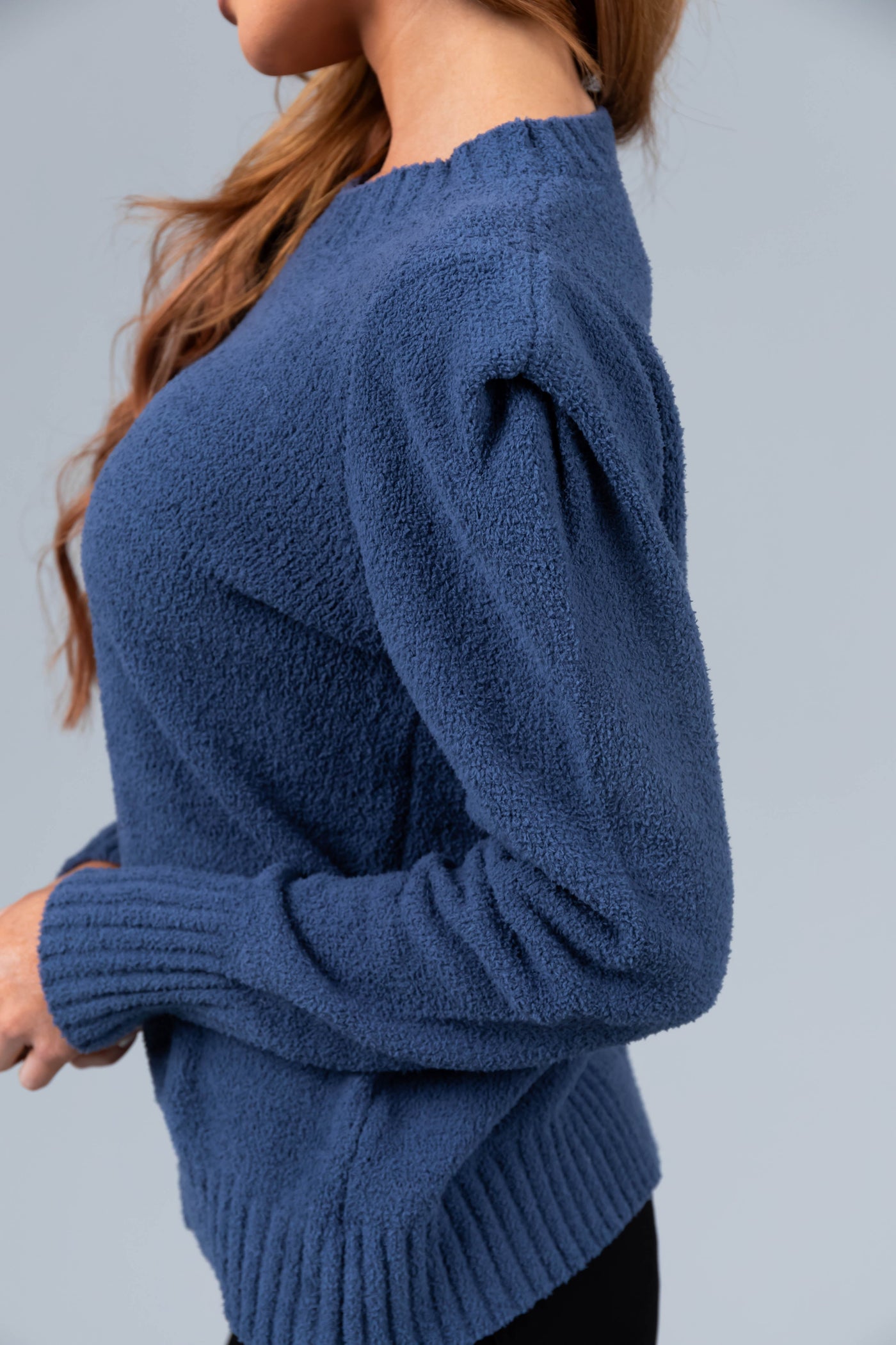 Dusty Blue Super Soft Defined Shoulder Sweater