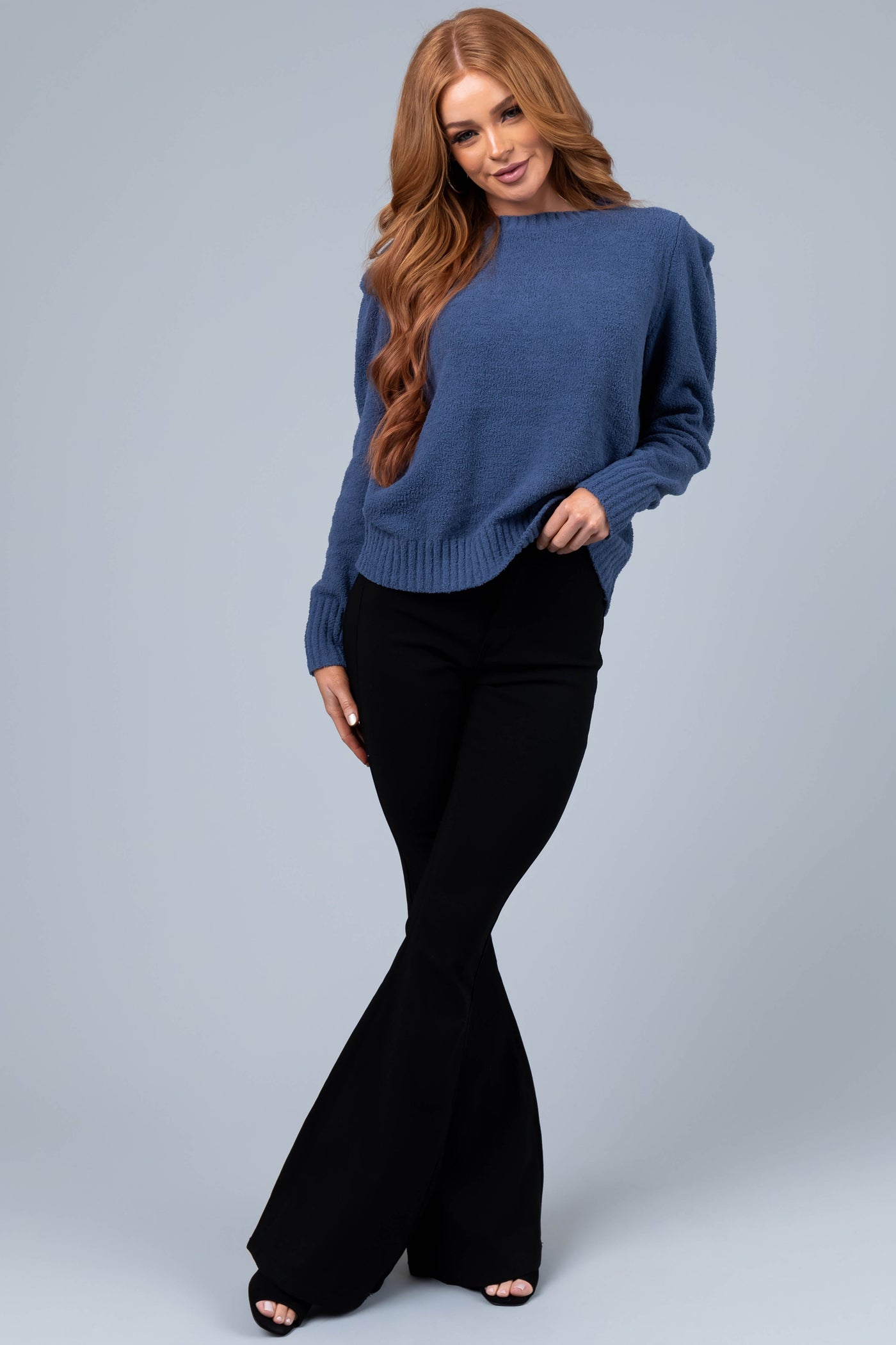 Dusty Blue Super Soft Defined Shoulder Sweater