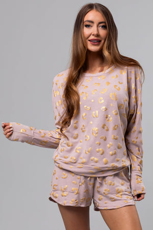Dusty Blush Leopard Print Long Sleeve Soft Top
