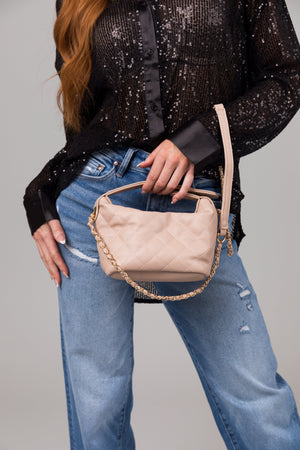 Dusty Blush Cushion Bucket Shoulder Strap Bag