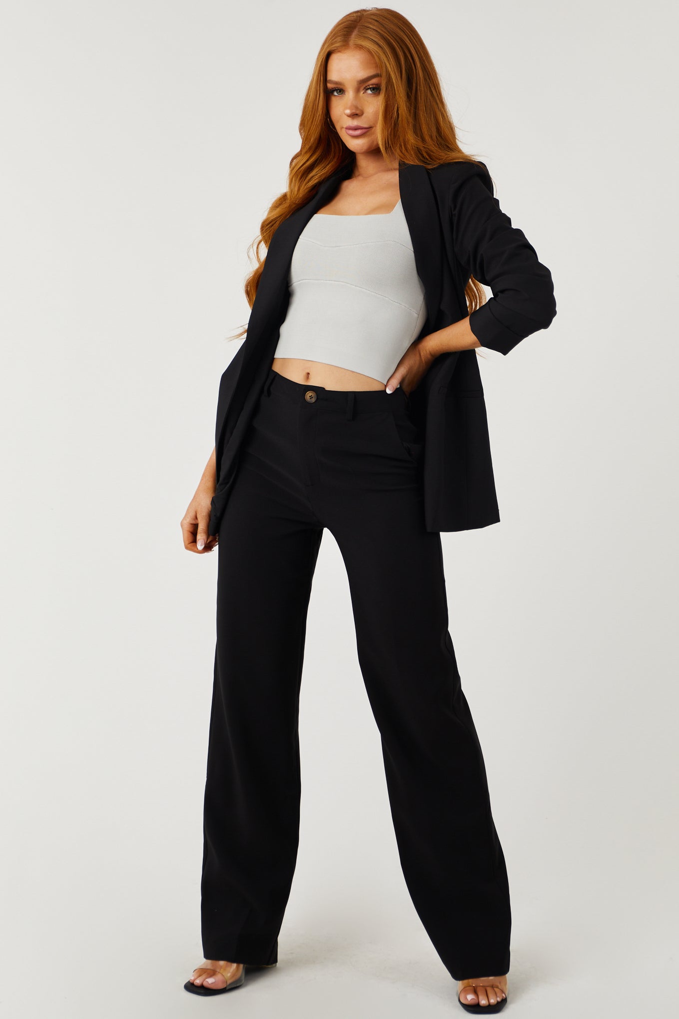 Emily Black Longline Open Blazer
