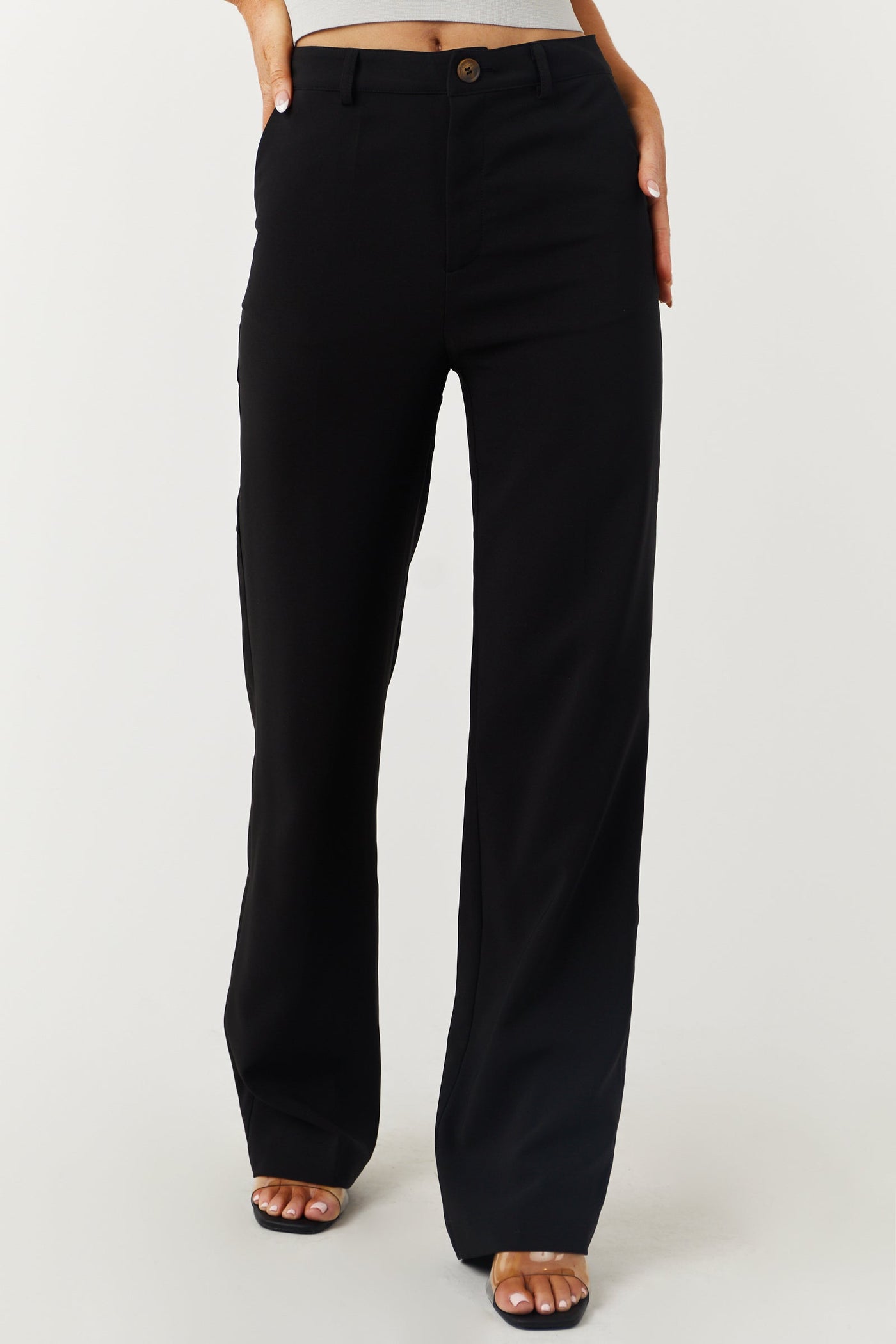 Emily Black Straight Leg Dress Pants