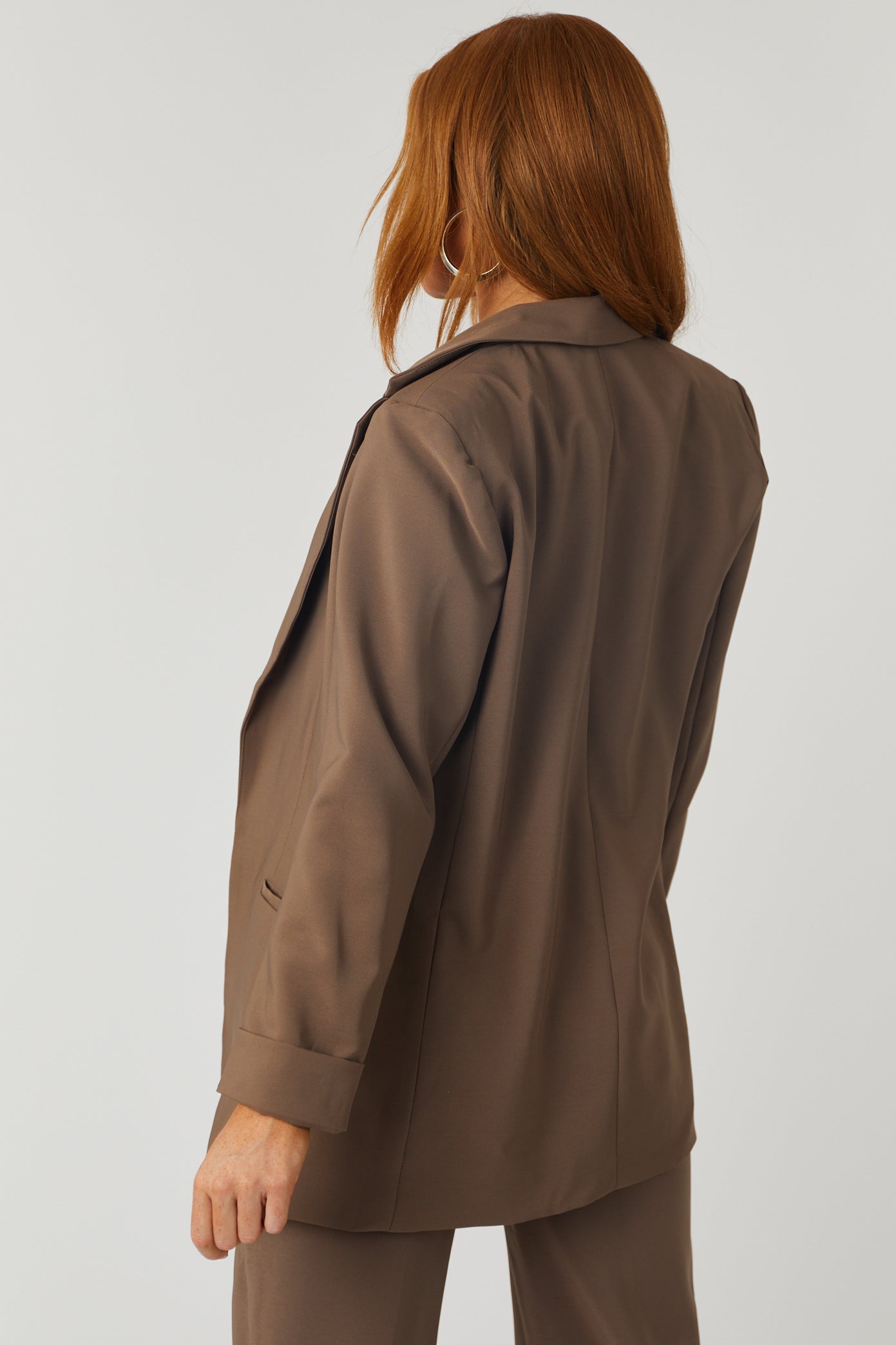 Emily Coffee Longline Open Blazer