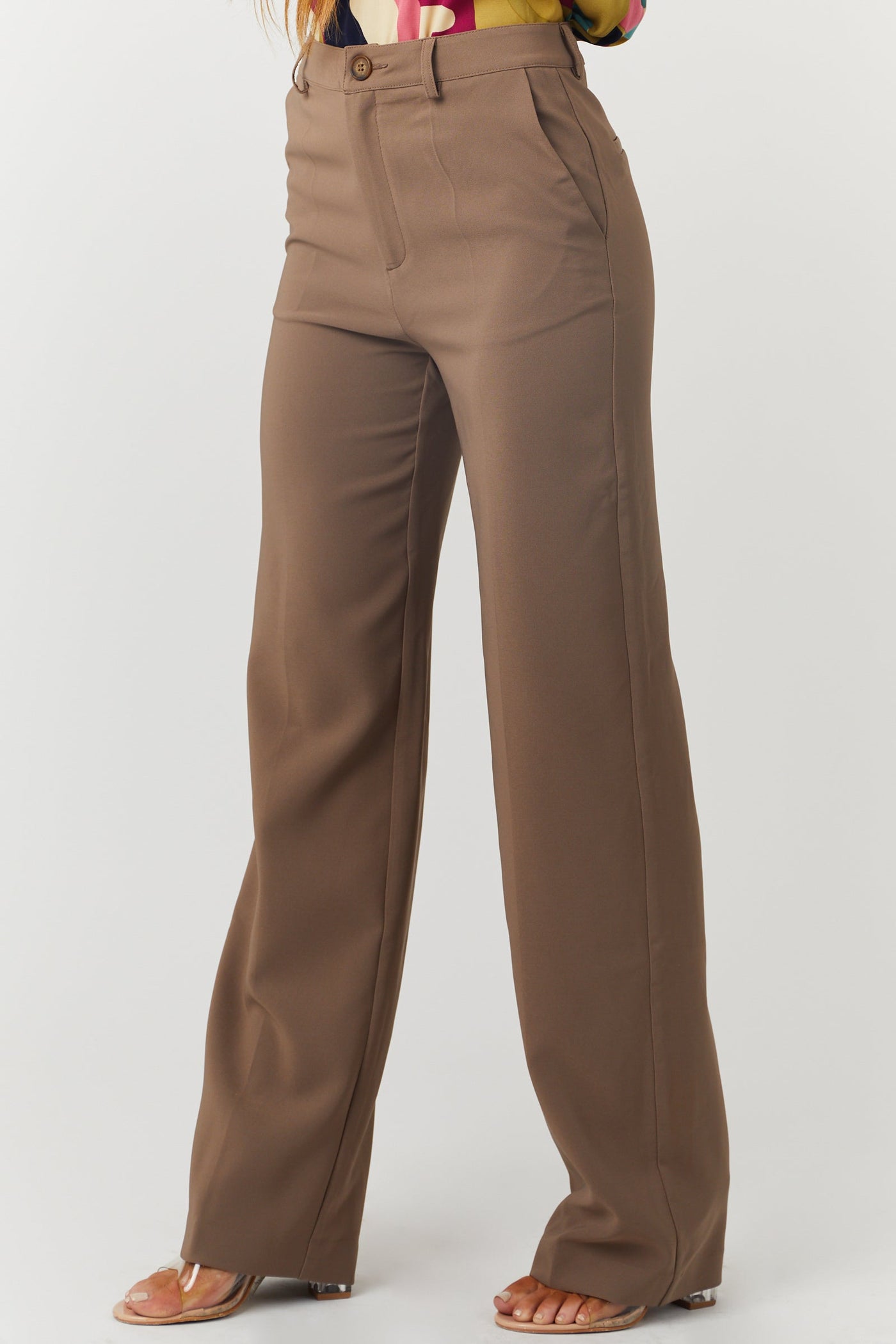 Emily Coffee Straight Leg Dress Pants
