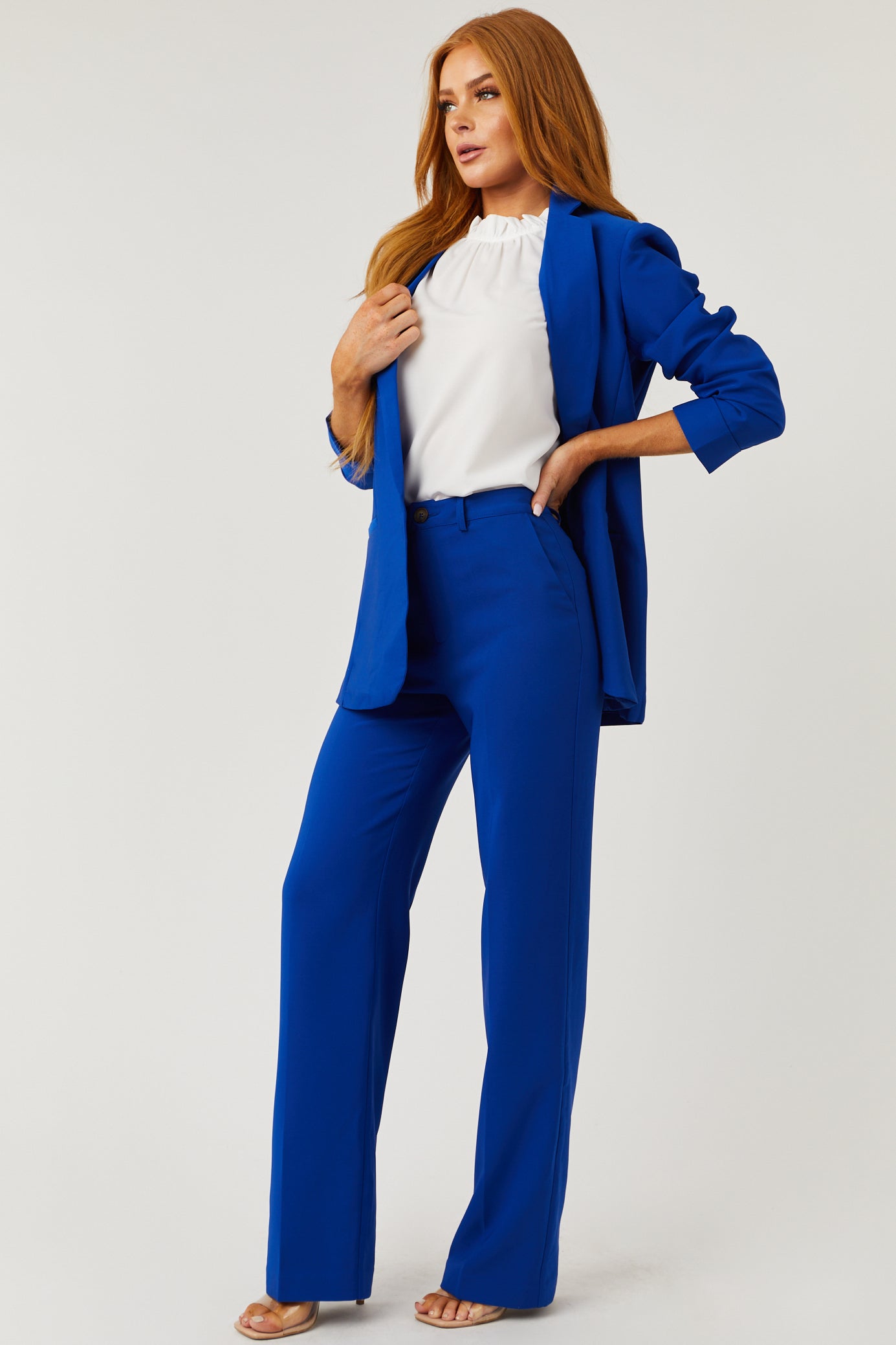 Emily Royal Blue Straight Leg Dress Pants