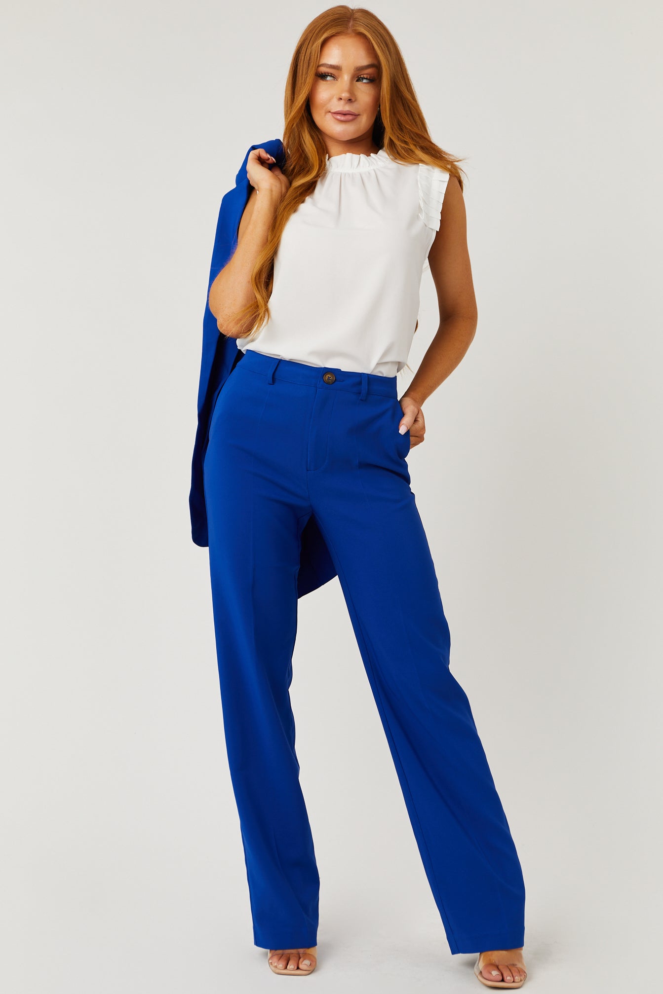 Emily Royal Blue Straight Leg Dress Pants