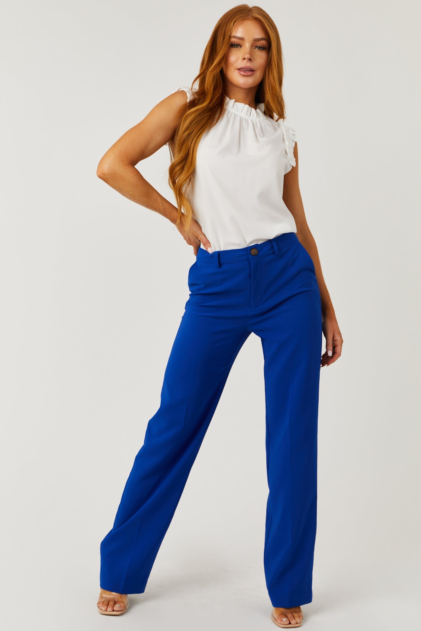 Emily Royal Blue Straight Leg Dress Pants