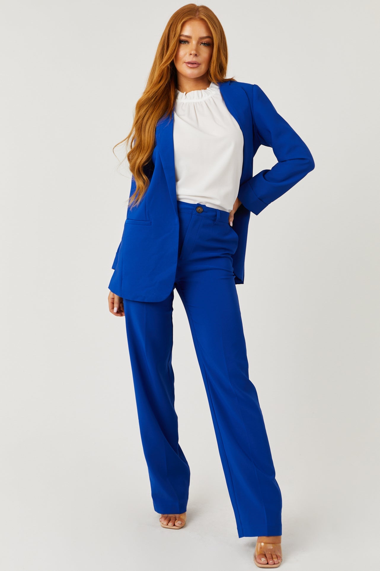 Emily Royal Blue Straight Leg Dress Pants