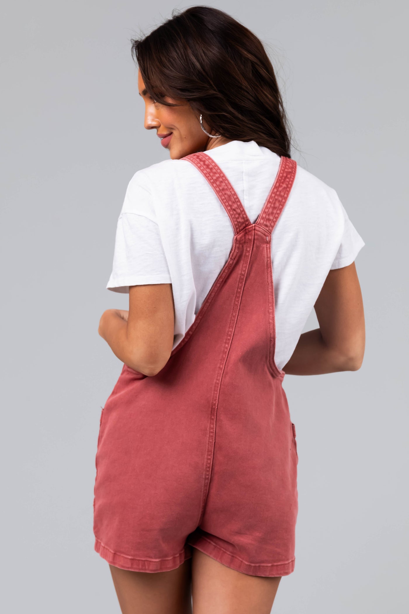 Faded Hibiscus Knotted Straps Denim Romper