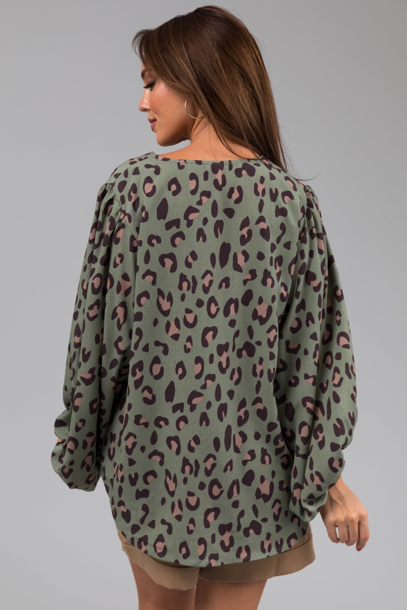 Faded Juniper Leopard Print Blouse