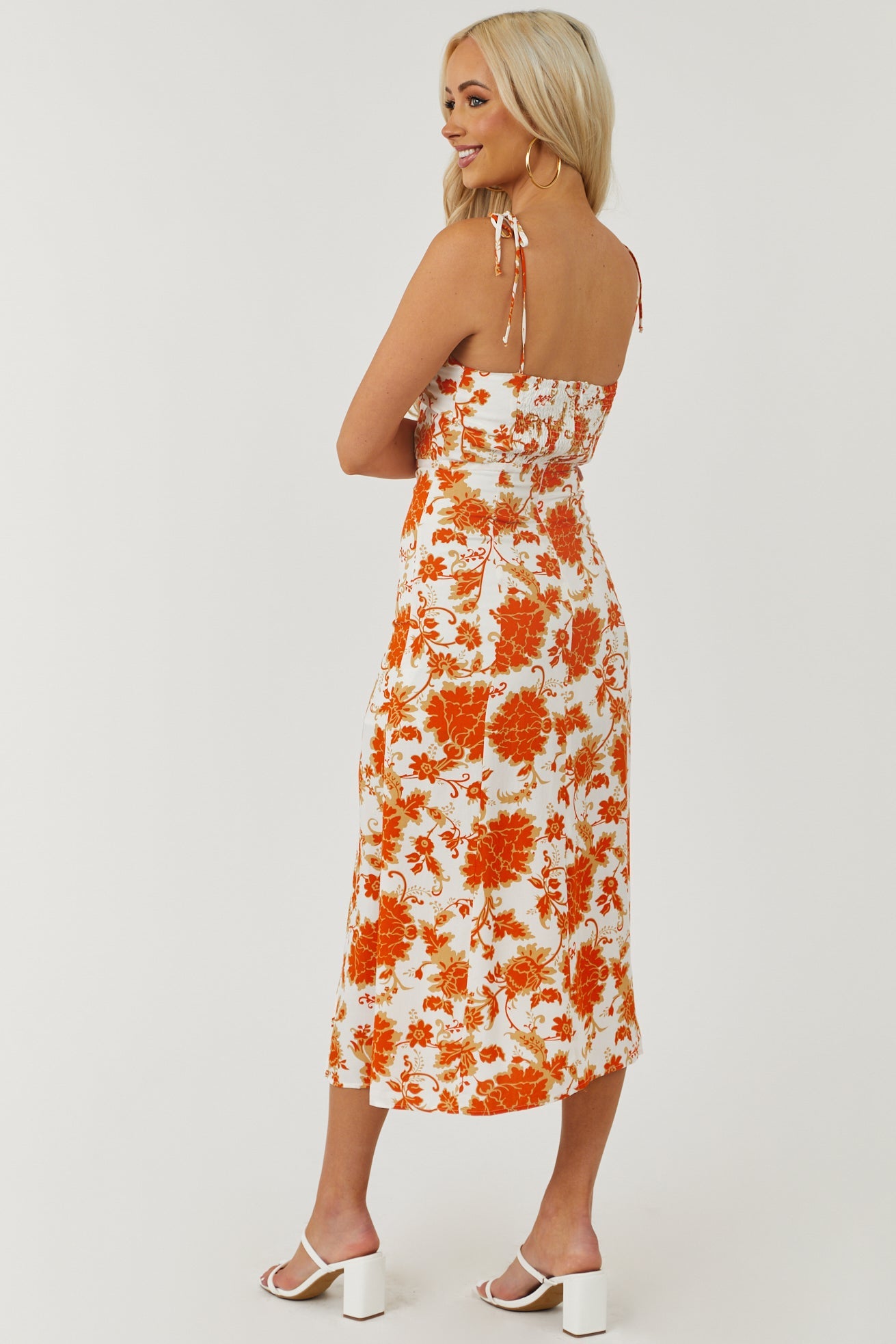 Fire and Ivory Floral Sleeveless Side Slit Midi Dress