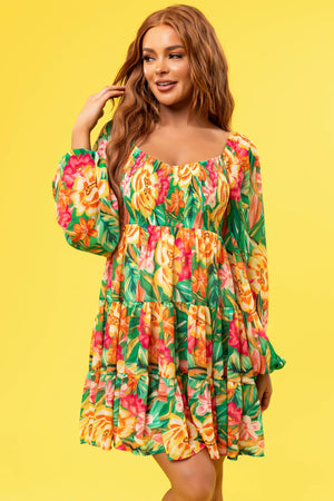 Flying Tomato Jade Tropical Print Short Dress