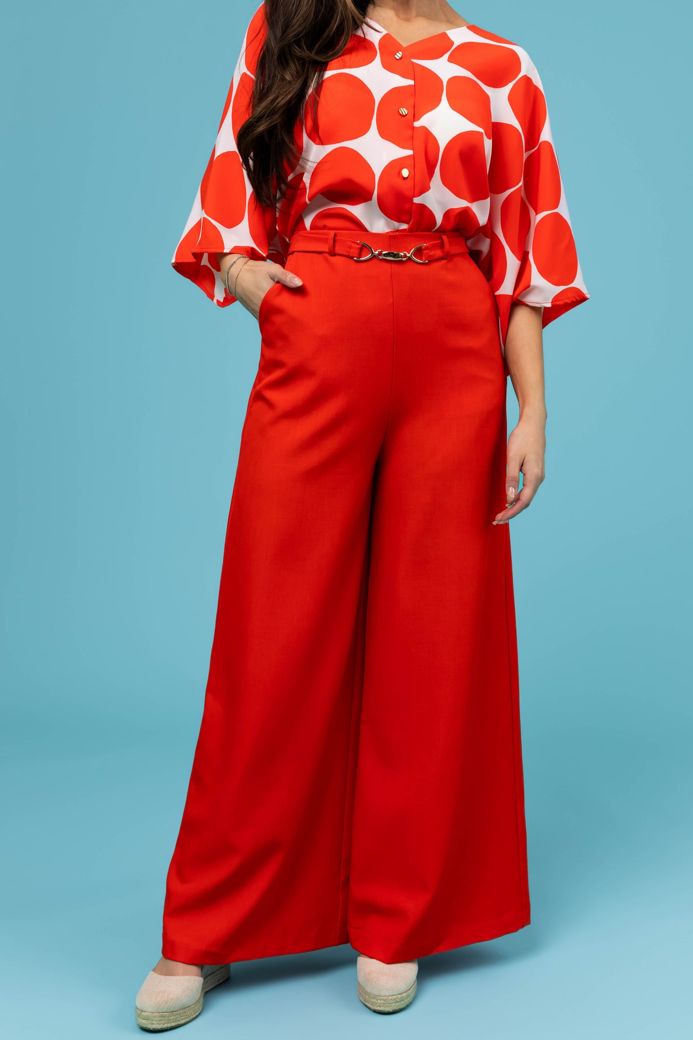 Flying Tomato Lipstick Wide Leg Pants